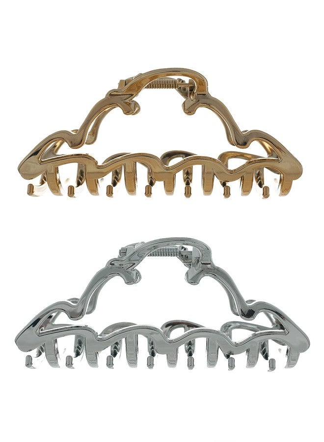 Ouidad Made for Curls XL Claw Clips, Gold and Silver, 2 Count - Image 1