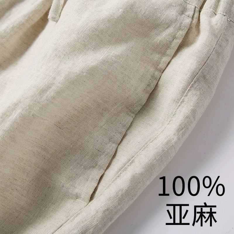 Linen Pants Men'S Loose Cotton And Linen Men'S Casual Pants Men'S Straight Linen Men'S Pants Summer Pants Linen Men'S Trousers - Image 3