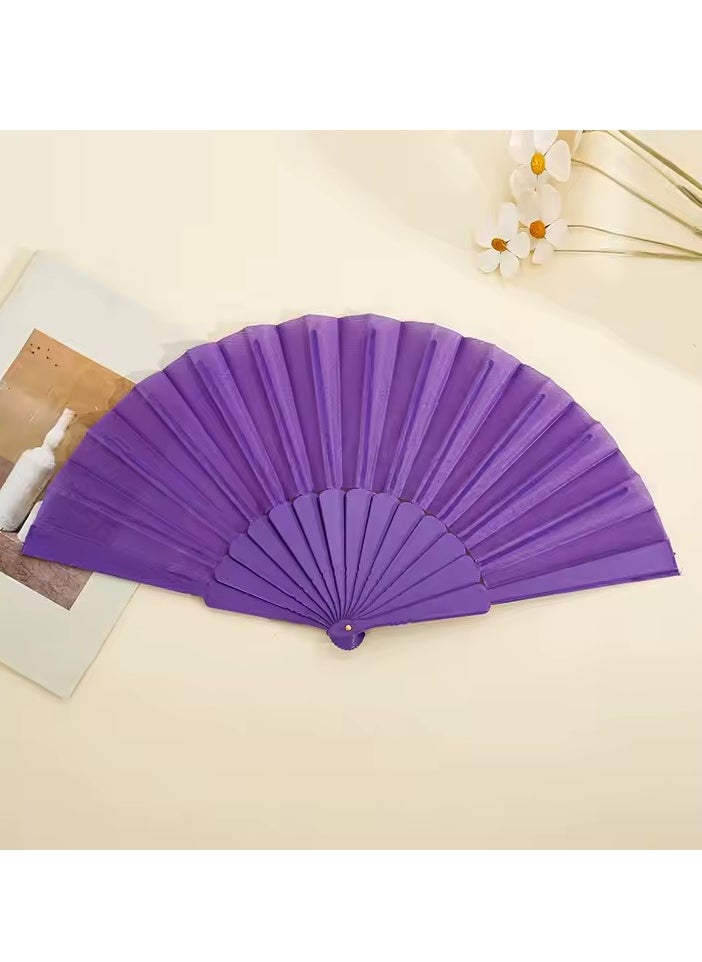 Generic Folding Fan, Handheld Fan with Plastic Frame - Purple  - Image 1