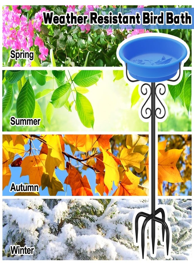 TUSPEU 40in Freestanding Bird Bath for Outdoors, Rustproof 5-Prong Metal Stake with Removable Plastic Bowl, Easy Clean Birdbath for Garden Patio Yard Decor (Blue) - Image 4
