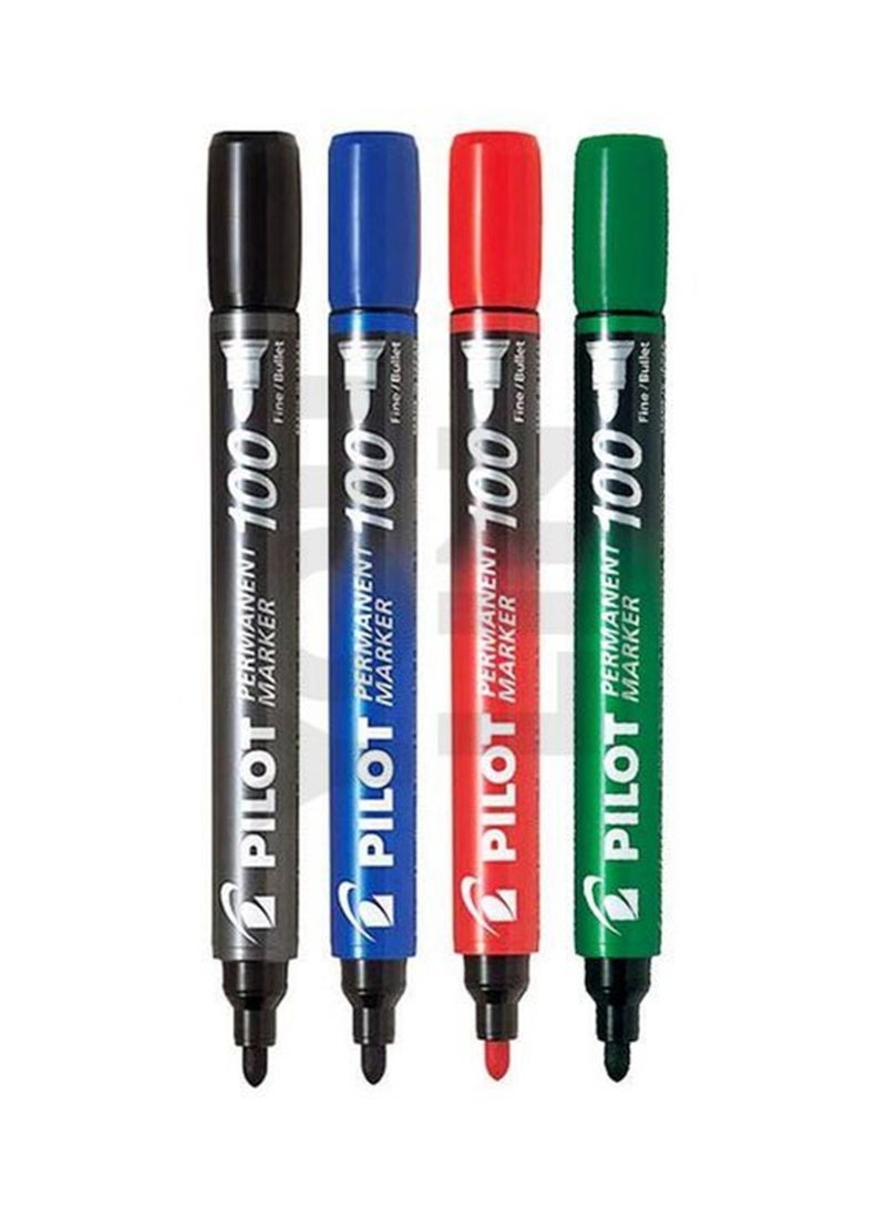 PILOT 4-Piece Permanent Marker Bullet Tip Multicolour - Image 1