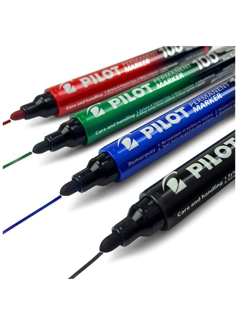 PILOT 4-Piece Permanent Marker Bullet Tip Multicolour - Image 2