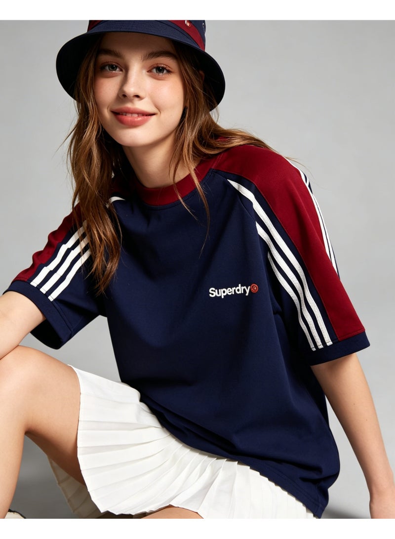 سوبر دراي Superdry street skateboard wind shoulder striped round neck T-shirt loose versatile short-sleeved shirt - Image 2