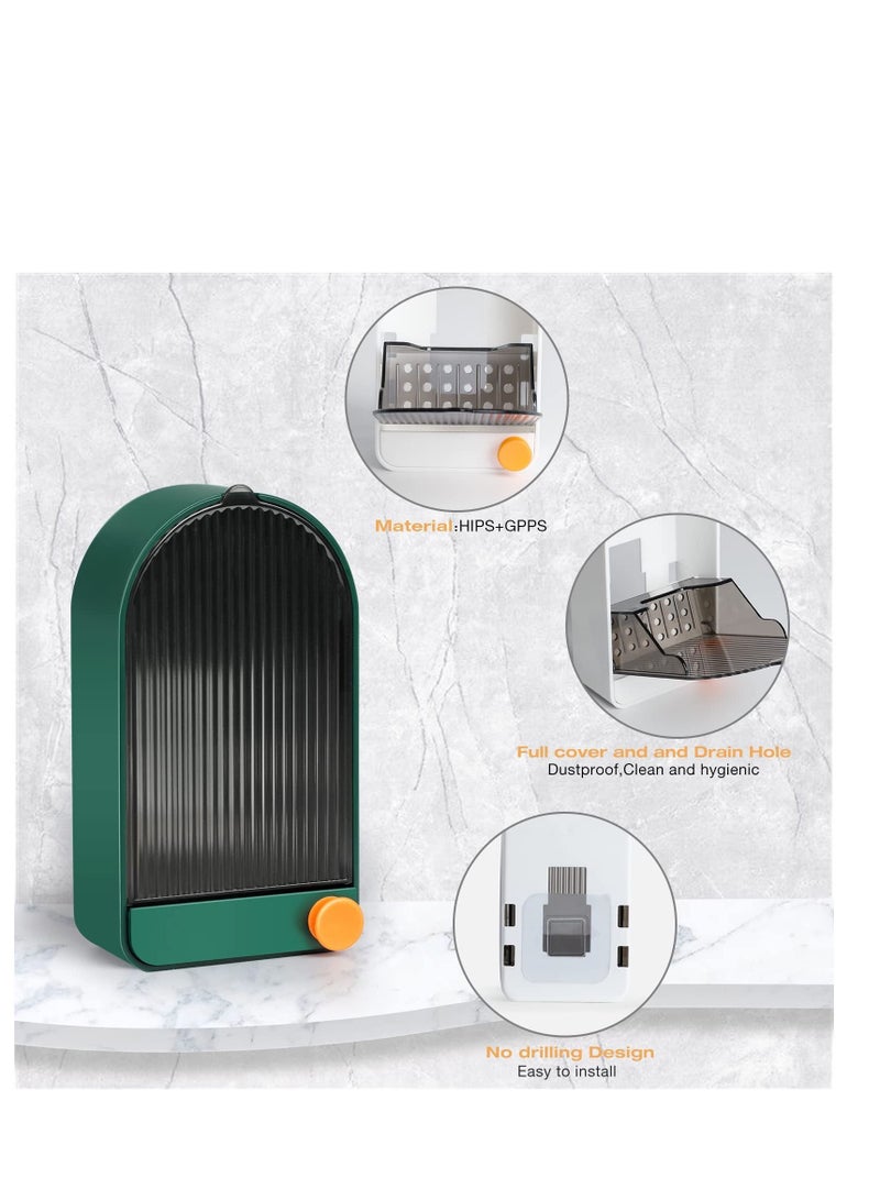 Y&D Soap Holder Wall Mounted 2 Pack, Drill Free Dish Self Draining, Anti Slip Saver Tray for Bathroom, Shower Caddy and Countertop - Image 2