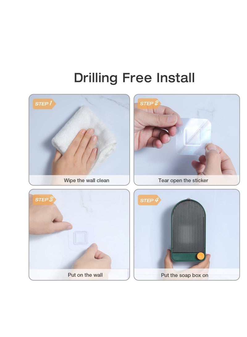 Y&D Soap Holder Wall Mounted 2 Pack, Drill Free Dish Self Draining, Anti Slip Saver Tray for Bathroom, Shower Caddy and Countertop - Image 5