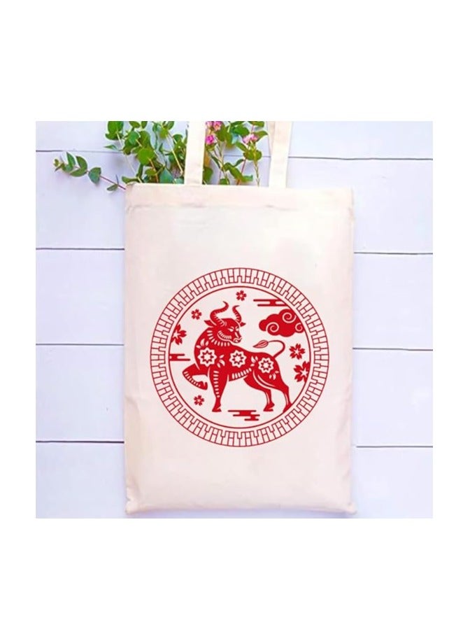 برينت شوب فور مي حقيبة قطنية برموز زودياك الصينية - حقيبة حمل قطنية من القماش صديقة للبيئة مع حقيبة مطبوعة للنساء قابلة لإعادة الاستخدام، فكرة هدية للحفلات، حقيبة هدايا قطنية - مثالية للمدرسة والمكتب - Image 3