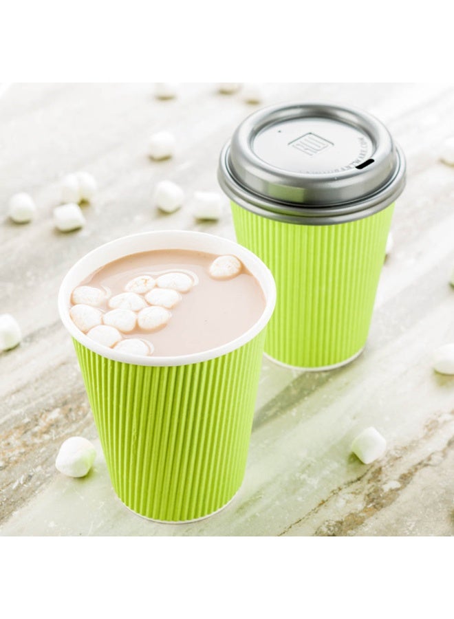 Restaurantware Restaurantware 12 Ounce Ripple Wall Disposable Coffee Cups, 500 Insulated Green Paper Tumblers with Rolled Rim Design, Lids Sold Separately for Hot Drinks like Tea, Hot Chocolate and More  - Image 3