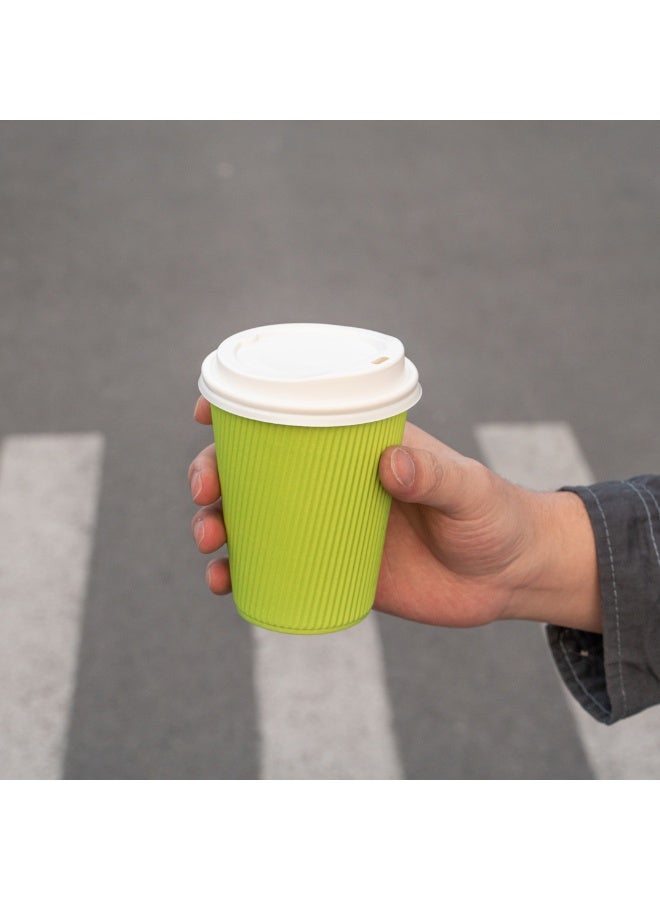 Restaurantware Restaurantware 12 Ounce Ripple Wall Disposable Coffee Cups, 500 Insulated Green Paper Tumblers with Rolled Rim Design, Lids Sold Separately for Hot Drinks like Tea, Hot Chocolate and More  - Image 5