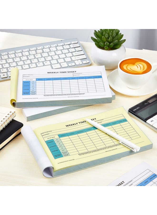 Employees Weekly Time Sheet Daily Employee Time Sheet 2 Part Carbonless Time Sheets 8.7 X 5.5'' For Employees Work Supplies 200 Sheets Per Pad Tear Up With A Ruler (Fresh Style 3)