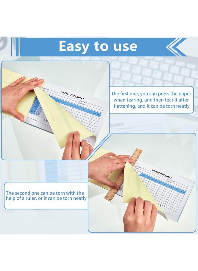 Employees Weekly Time Sheet Daily Employee Time Sheet 2 Part Carbonless Time Sheets 8.7 X 5.5'' For Employees Work Supplies 200 Sheets Per Pad Tear Up With A Ruler (Fresh Style 3)