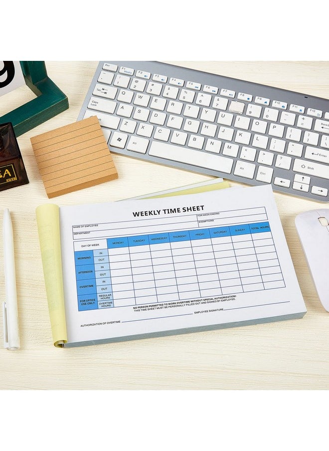 Employees Weekly Time Sheet Daily Employee Time Sheet 2 Part Carbonless Time Sheets 8.7 X 5.5'' For Employees Work Supplies 200 Sheets Per Pad Tear Up With A Ruler (Fresh Style 3)