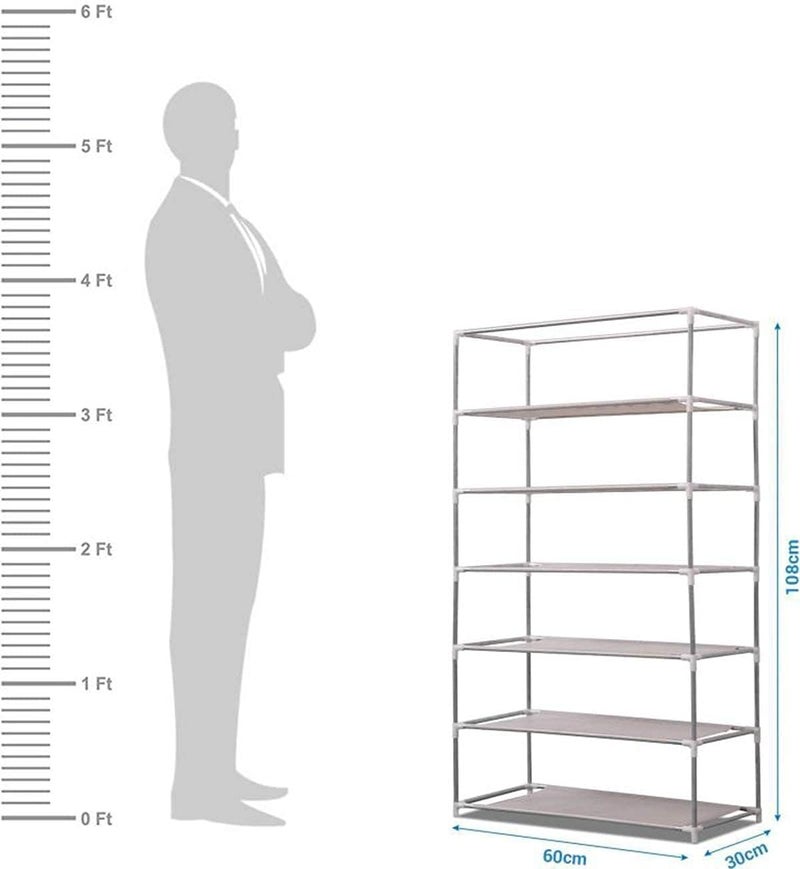 Kuber Industries Kuber Industries Shoe Rack|Non-Woven 6 Shelves Shelf|Foldable Storage Rack Organizer for Shoe, Books (Grey)  - Image 2