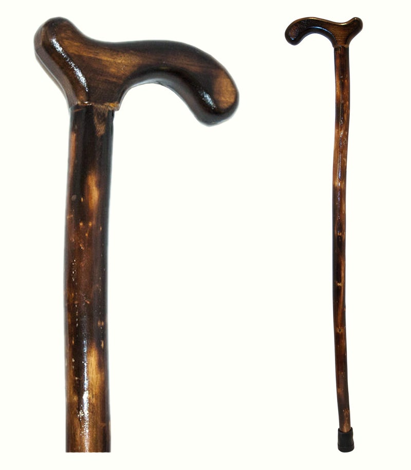 RMS Wood Cane - 36 Inches Natural Wood Walking Stick - Handcrafted Wooden Offset Cane for Men or Women (Smooth Derby Handle) - Image 1