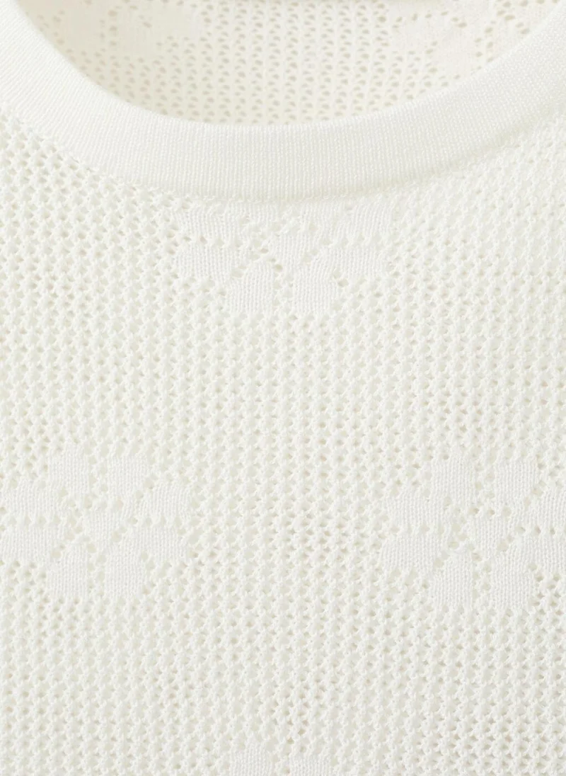 مانجو Semi-Sheer Crochet Sweater With Flowers