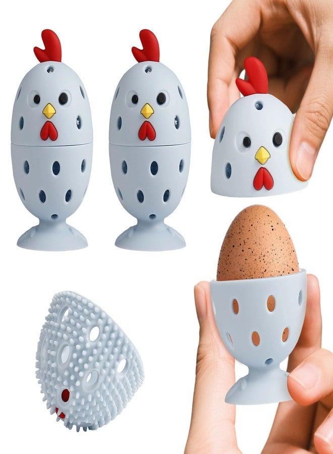 Wonlex Silicone Egg Cleaner for Fresh Eggs, Vegetable and Fruit Scrubber Tool Reusable Cleaning Brush for Egg Washer (Blue) - Image 1