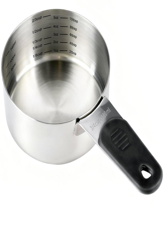 DOTINGHUX 3/4 Cup(180ml) Stainless Steel Measuring Cup with Magnetic Handle and Inner Measuring Marks-1 PCS - Image 1
