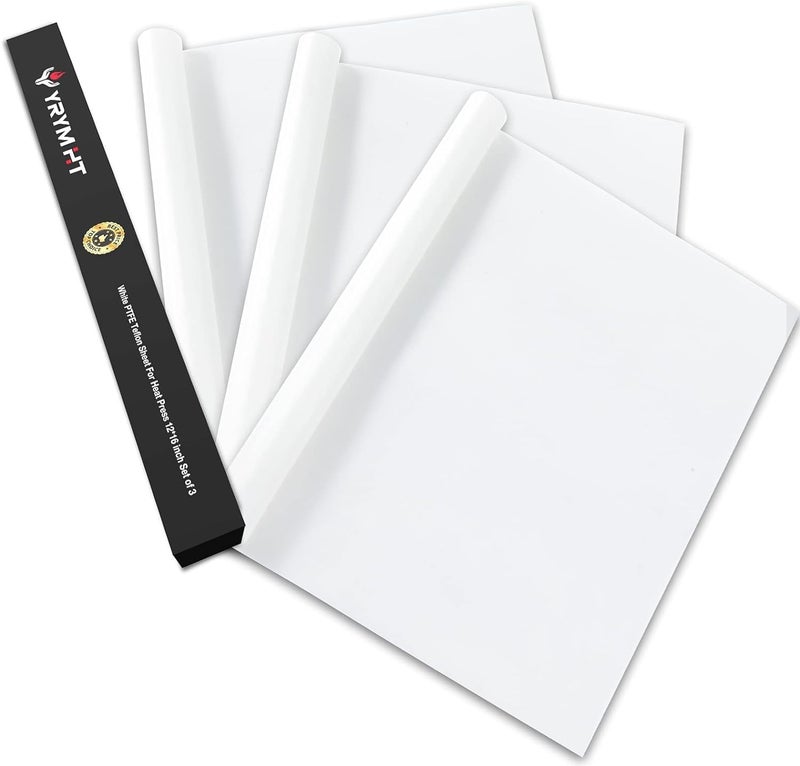 White PTFE Sheet for Heat Press 3 Pack Non Stick PTFE Sheets 12 x 16 Heat Transfer Paper Reusable Heat Resistant Craft Mat