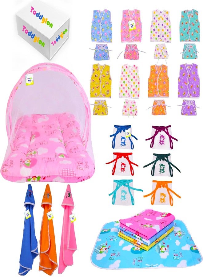 Toddylon 30 in 1 New Born Baby Products All Gift Pack | Baby Bedding Set | Baby Clothes | Essentials Items | Combo Set |New Born Boys Girls | Baby Bed (Multicolor, 0-6 Months) - Image 1