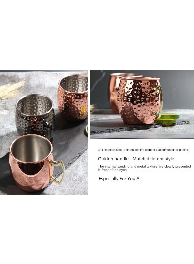 1-Pieces Moscow Mule Cup Stainless Steel Copper Hammered Cups Ice Drinking Cup Rose Gold-A 530ml  - Image 4
