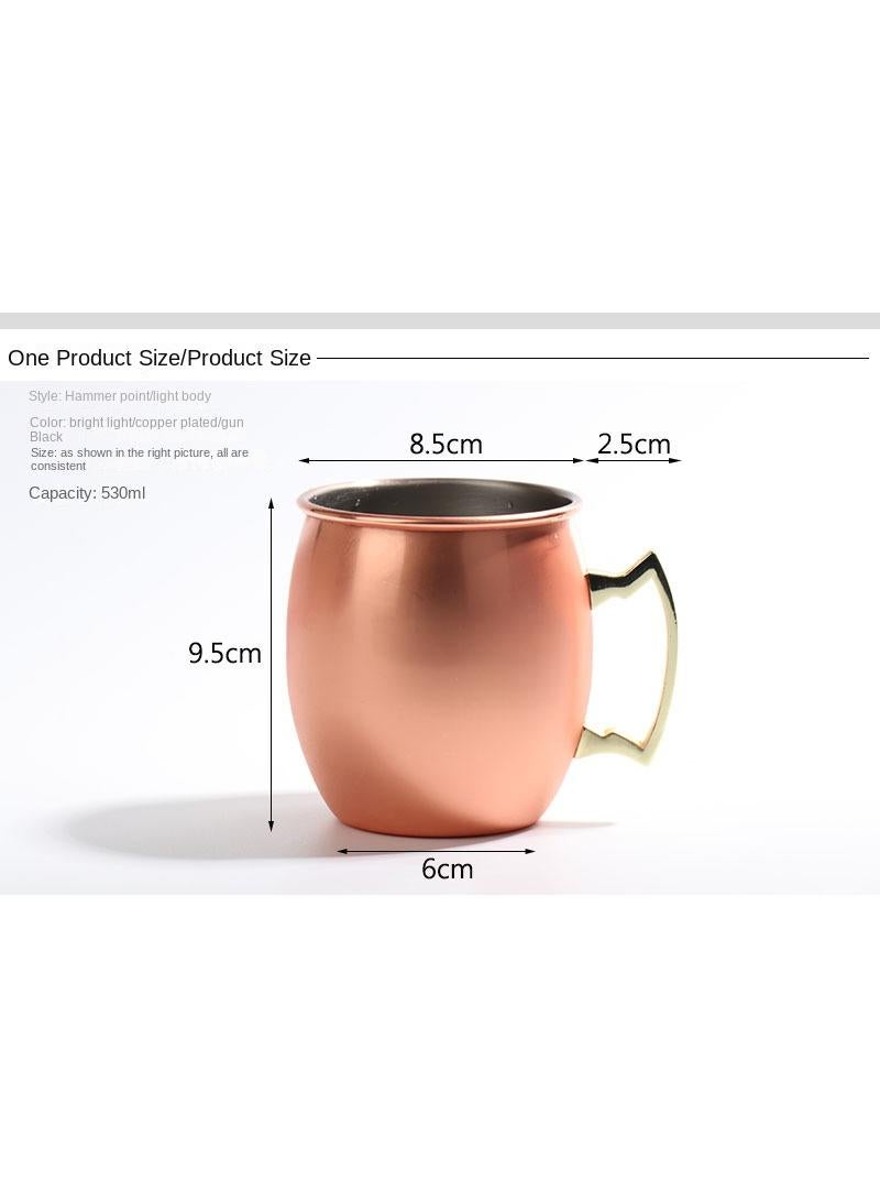 1-Pieces Moscow Mule Cup Stainless Steel Copper Hammered Cups Ice Drinking Cup Rose Gold-A 530ml  - Image 2