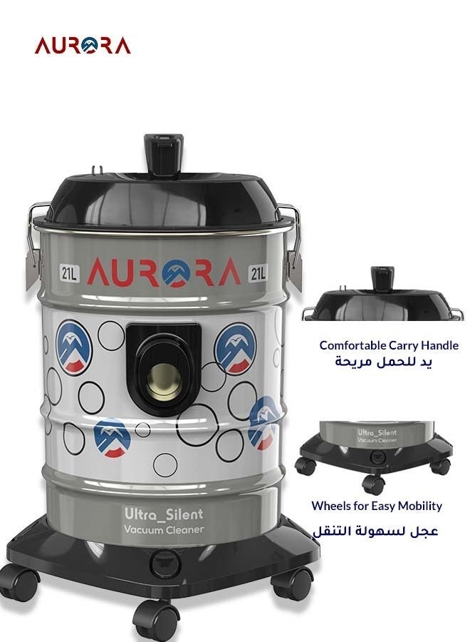 AURORA 21L Vacuum Cleaner, 2000W | High-Efficient Motor & Powerful Suction | Grey Color | Strong Metal Body | Dual-Purpose Floor Brush | Model: AR-21VSY - Image 4