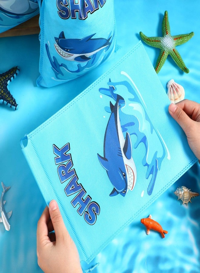 Woanger 24 Pcs Shark Party Favor Drawstring Bags for Kids Shark Party Goodie Gift Bags Bulk Non Woven Drawstring Candy Goodie Gift Baby Shower Decorations - Image 3