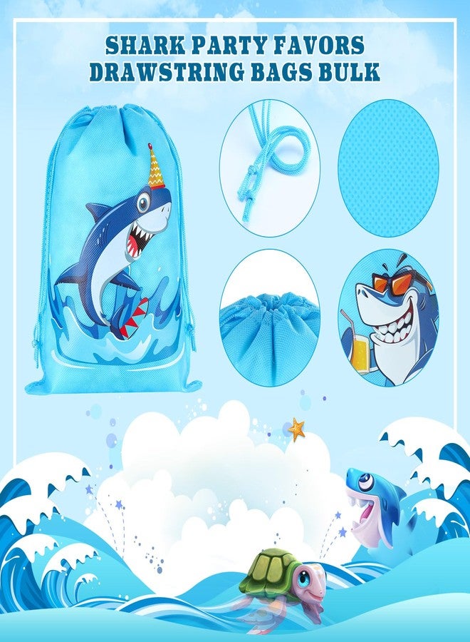 Woanger 24 Pcs Shark Party Favor Drawstring Bags for Kids Shark Party Goodie Gift Bags Bulk Non Woven Drawstring Candy Goodie Gift Baby Shower Decorations - Image 5