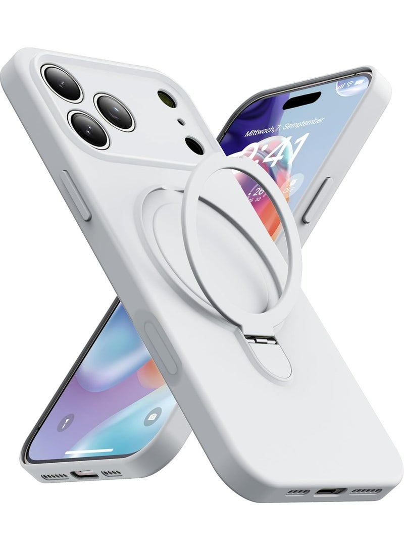 Case for iPhone 17 Pro Max Liquid Silicone Magnetic Stand Case Wireless Charging Invisible Holder Cover