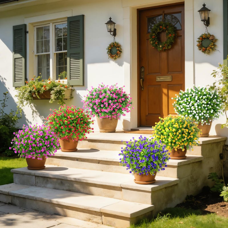 Roberly 24 Bundles Artificial Flowers for Outdoors, UV Resistant Eucalyptus Fake Flowers Shrubs Greenery Plastic Plants for Garden Porch Window Box Farmhouse Indoor Home Decor, Mixed - Image 4