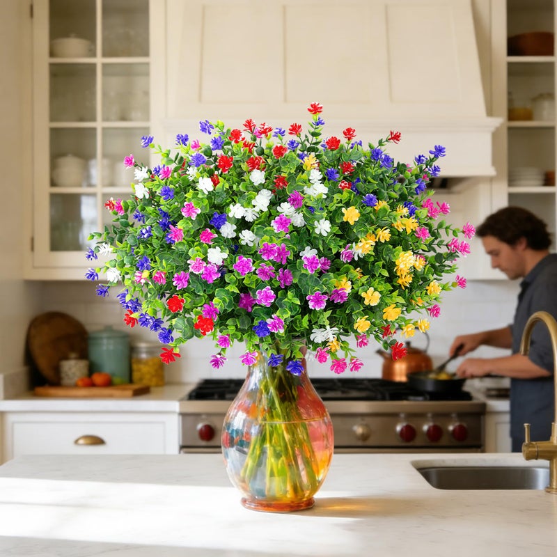 Roberly 24 Bundles Artificial Flowers for Outdoors, UV Resistant Eucalyptus Fake Flowers Shrubs Greenery Plastic Plants for Garden Porch Window Box Farmhouse Indoor Home Decor, Mixed - Image 5