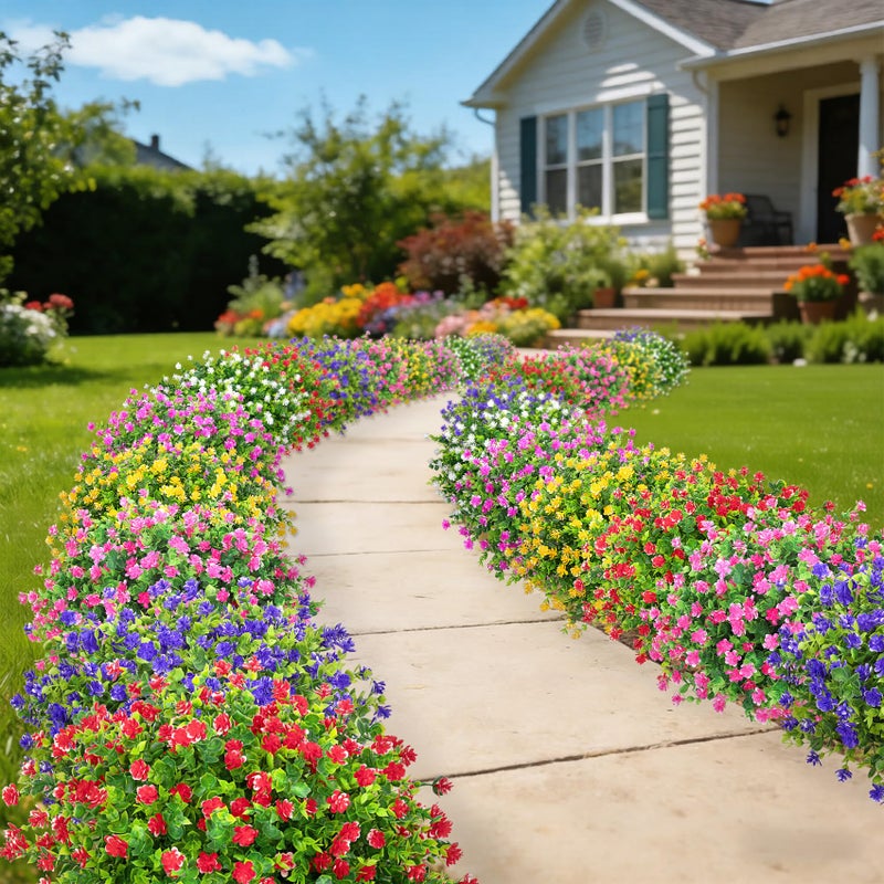 Roberly 24 Bundles Artificial Flowers for Outdoors, UV Resistant Eucalyptus Fake Flowers Shrubs Greenery Plastic Plants for Garden Porch Window Box Farmhouse Indoor Home Decor, Mixed - Image 3