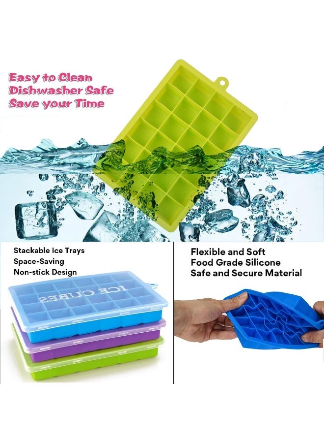 MOMENT 2 Pack Ice Cube Trays, Silicone Ice Tray with Removable Lid Easy-Release Flexible Ice Cube Molds 24 Cubes per Tray for Cocktail, Whiskey, Baby Food, Chocolate, BPA Free. Mix color - Image 5