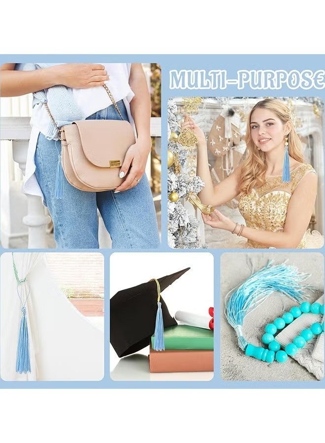 Colorful Silk Tassels with Hanging Rope Sky Blue for Home Decor, Curtains, Jewelry, Weddings, and Keychains 100 Pieces - Image 3