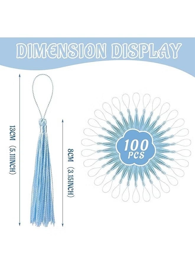 Colorful Silk Tassels with Hanging Rope Sky Blue for Home Decor, Curtains, Jewelry, Weddings, and Keychains 100 Pieces - Image 2