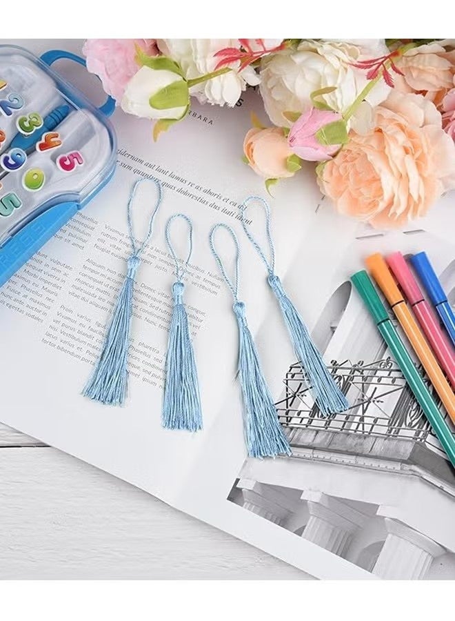 Colorful Silk Tassels with Hanging Rope Sky Blue for Home Decor, Curtains, Jewelry, Weddings, and Keychains 100 Pieces - Image 4