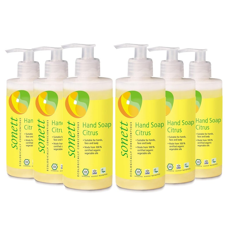 Sonett Organic Hand Soap Liquid Citrus Body Care suitable for hands Face and body 6 Count Certified Organically Grown - Image 1