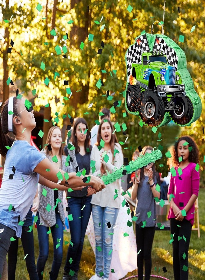Faccito Piñata Truck Race Car with Blindfold and Stick, Small Green Racing Piñata for Boys Party Decoration, 14. 1 x 12. 6 x 3. 2 Inch for Cool Race Car Theme Birthday Baby Shower Party Supplies - Image 5