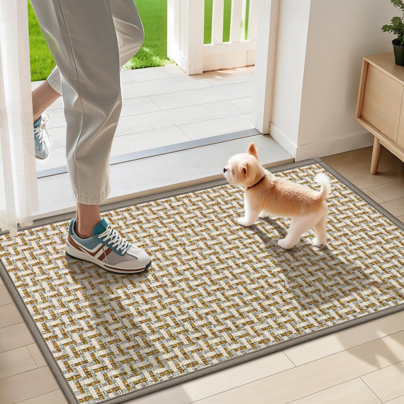 LEKEEPGO Door Mat Indoor Entrance 17"x29", Absorbent Indoor Door Mat, Non Slip Rubber Backing Inside Door Mats, Washable Floor Mat, Low-Profile Doormat for Front Door, Entryway, Entrance, Grey - Image 1