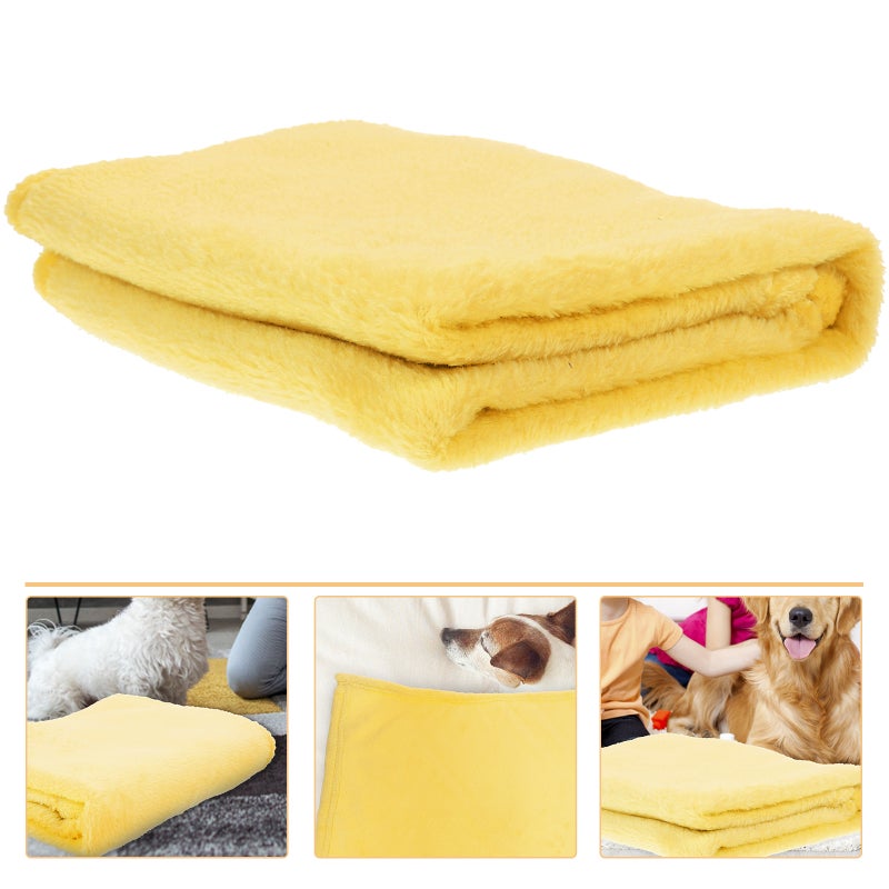 Gorgeous Flannel Fleece Pet Blanket Cozy Towel Color Pet Blanket(Yellow) - Image 1