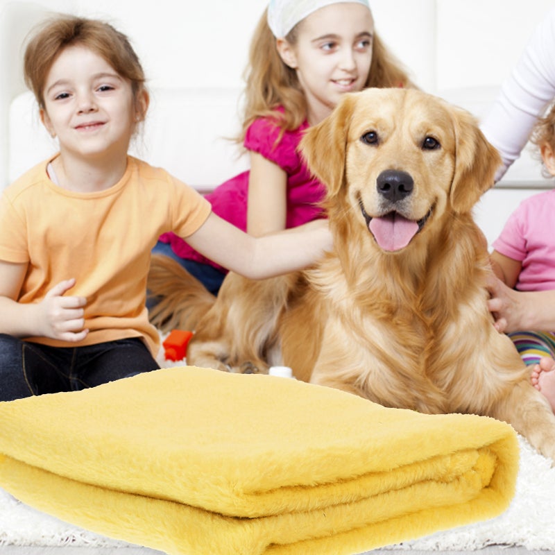 Gorgeous Flannel Fleece Pet Blanket Cozy Towel Color Pet Blanket(Yellow) - Image 4