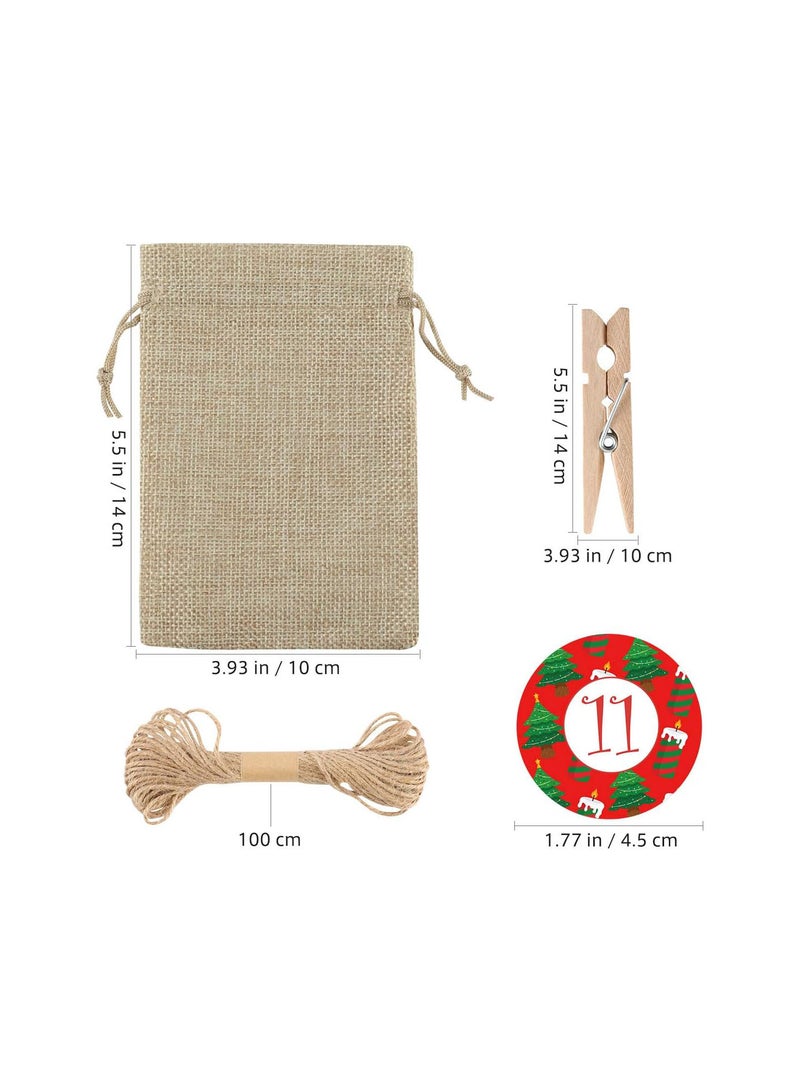 GGOOT Christmas Advent Calendar Bags 2020, 24pcs Christmas Burlap Drawstring Bags Christmas Goody Gift Bags for Party Favors  - Image 2