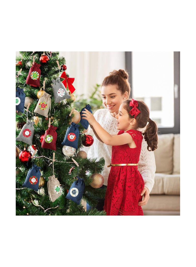 GGOOT Christmas Advent Calendar Bags 2020, 24pcs Christmas Burlap Drawstring Bags Christmas Goody Gift Bags for Party Favors  - Image 5