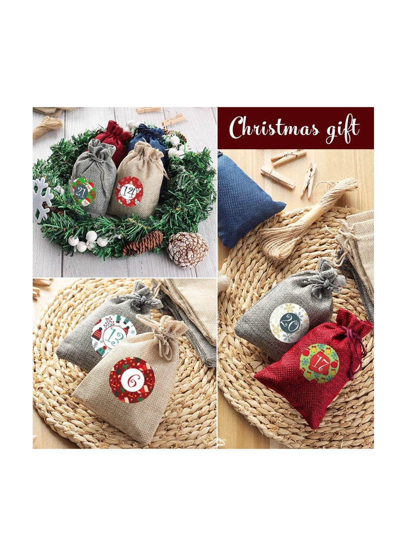 GGOOT Christmas Advent Calendar Bags 2020, 24pcs Christmas Burlap Drawstring Bags Christmas Goody Gift Bags for Party Favors  - Image 4