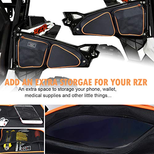 Sresk Front Rear Side Door Bags Storage Bag Compatible with 2014-2025 Pouch Polaris RZR XP 1000, 4 1000, Turbo,Turbo S, S900/S1000 (Front Door, Red Piping 01) - Image 5