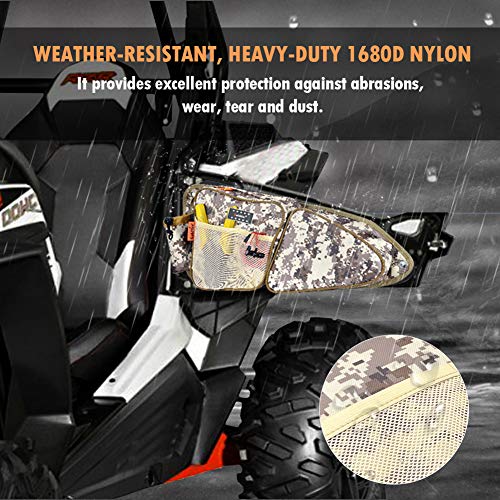 Sresk Front Rear Side Door Bags Storage Bag Compatible with 2014-2025 Pouch Polaris RZR XP 1000, 4 1000, Turbo,Turbo S, S900/S1000 (Front Door, Red Piping 01) - Image 3