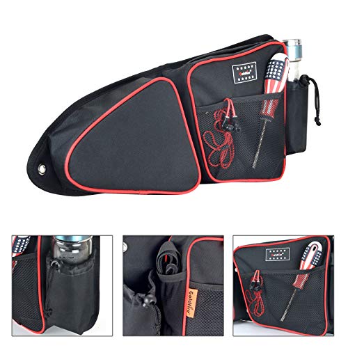 Sresk Front Rear Side Door Bags Storage Bag Compatible with 2014-2025 Pouch Polaris RZR XP 1000, 4 1000, Turbo,Turbo S, S900/S1000 (Front Door, Red Piping 01) - Image 2