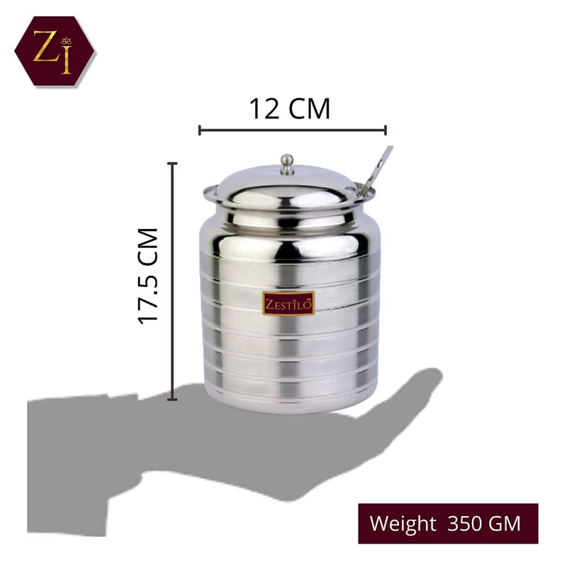 ZESTILO Stainless Steel Oil/Ghee Jar Container Platinum Finish (1500 Ml), Silver - Image 3