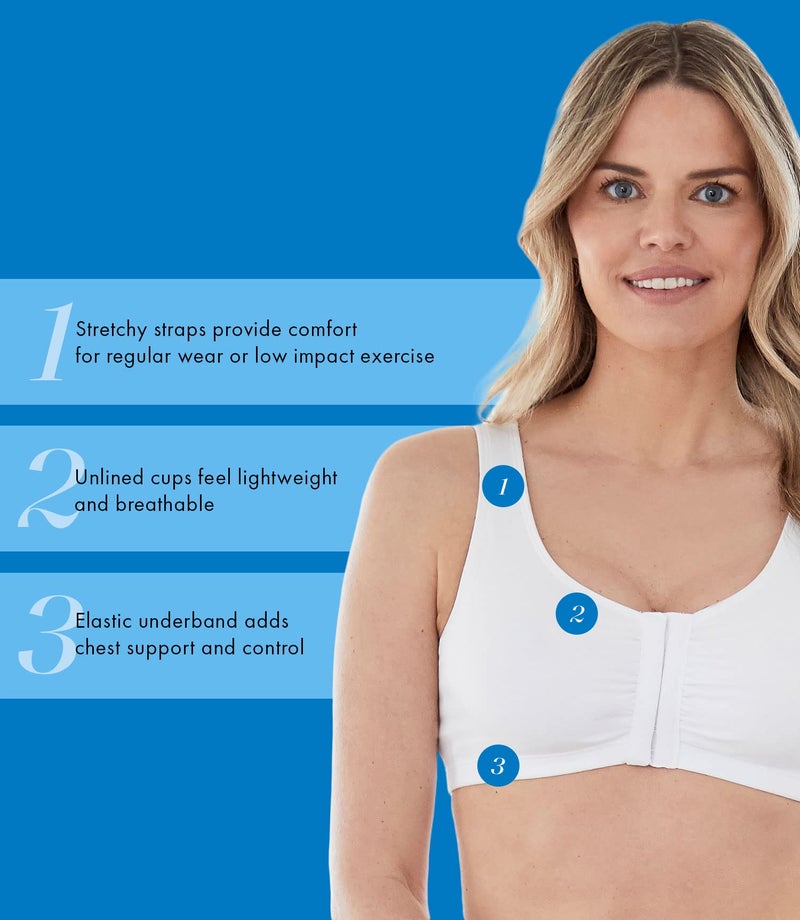 Bestform 5006014 Comfortable Unlined Wireless Cotton Stretch Sports Bra with Front Closure - Image 5