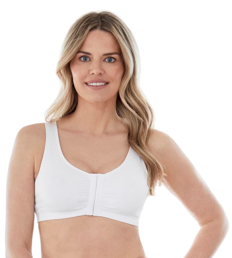 Bestform 5006014 Comfortable Unlined Wireless Cotton Stretch Sports Bra with Front Closure - Image 1