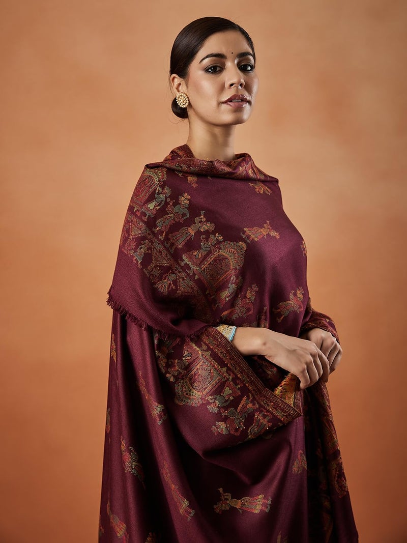 Pashmoda Women Pari mahal Kaani Wool Blend Stole (Size : 71X203 CM) - Image 5
